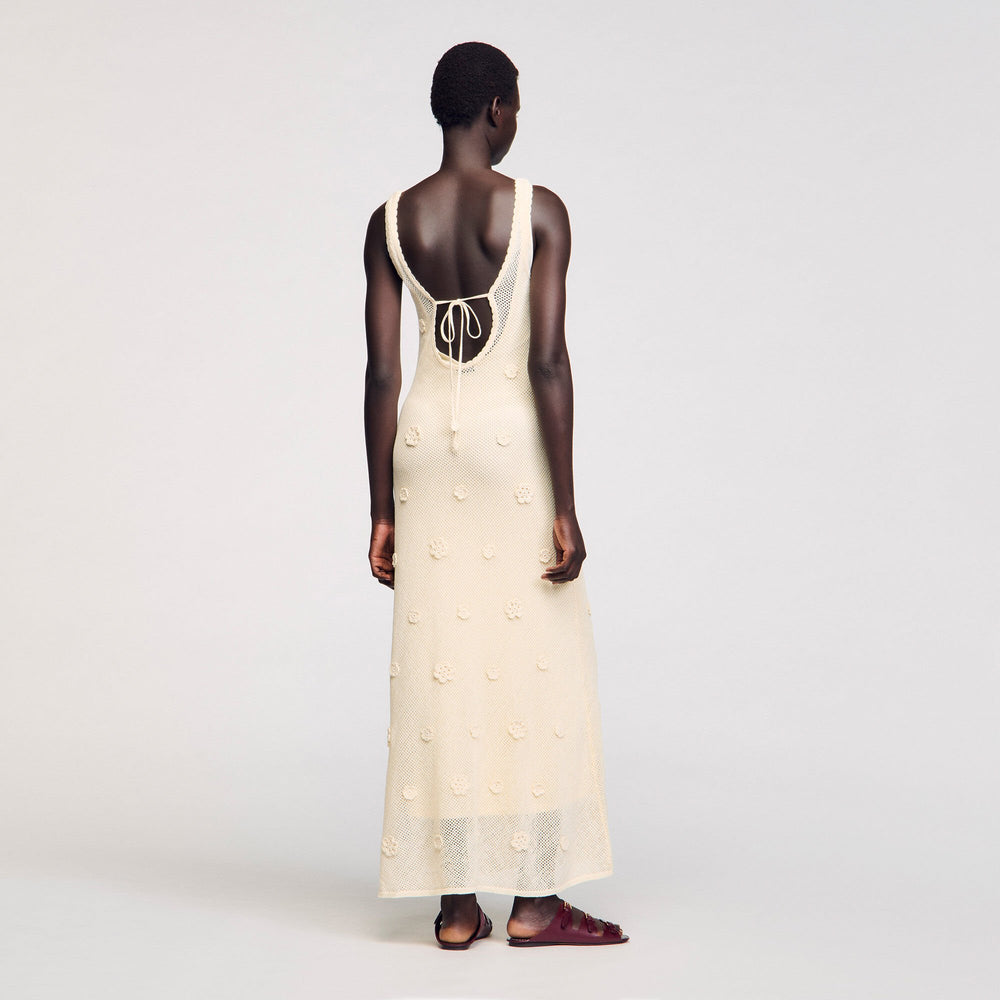 Knit maxi dress Ecru Sandro Women