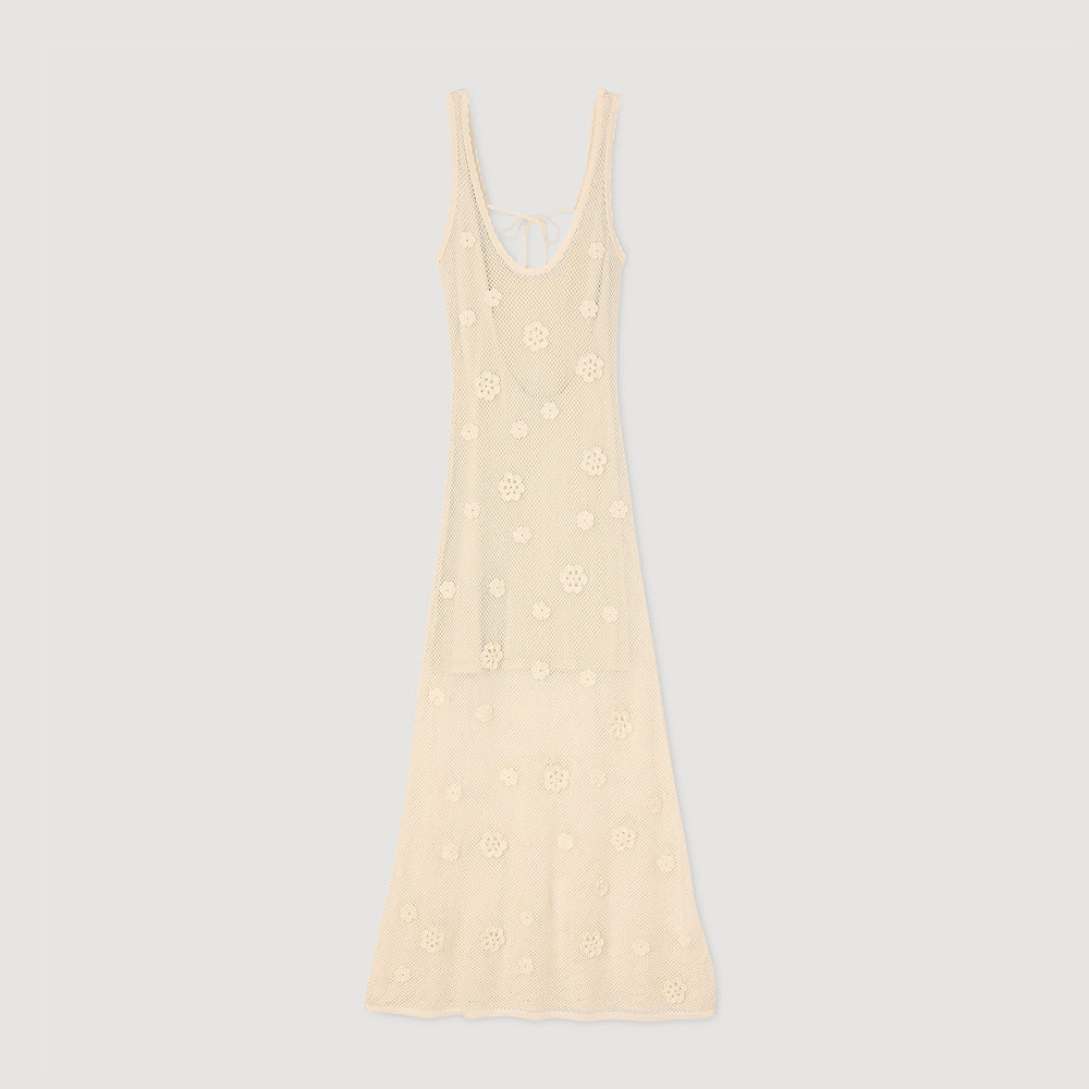 Knit maxi dress Ecru Sandro Women