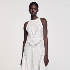Lace trim maxi dress White Sandro Women