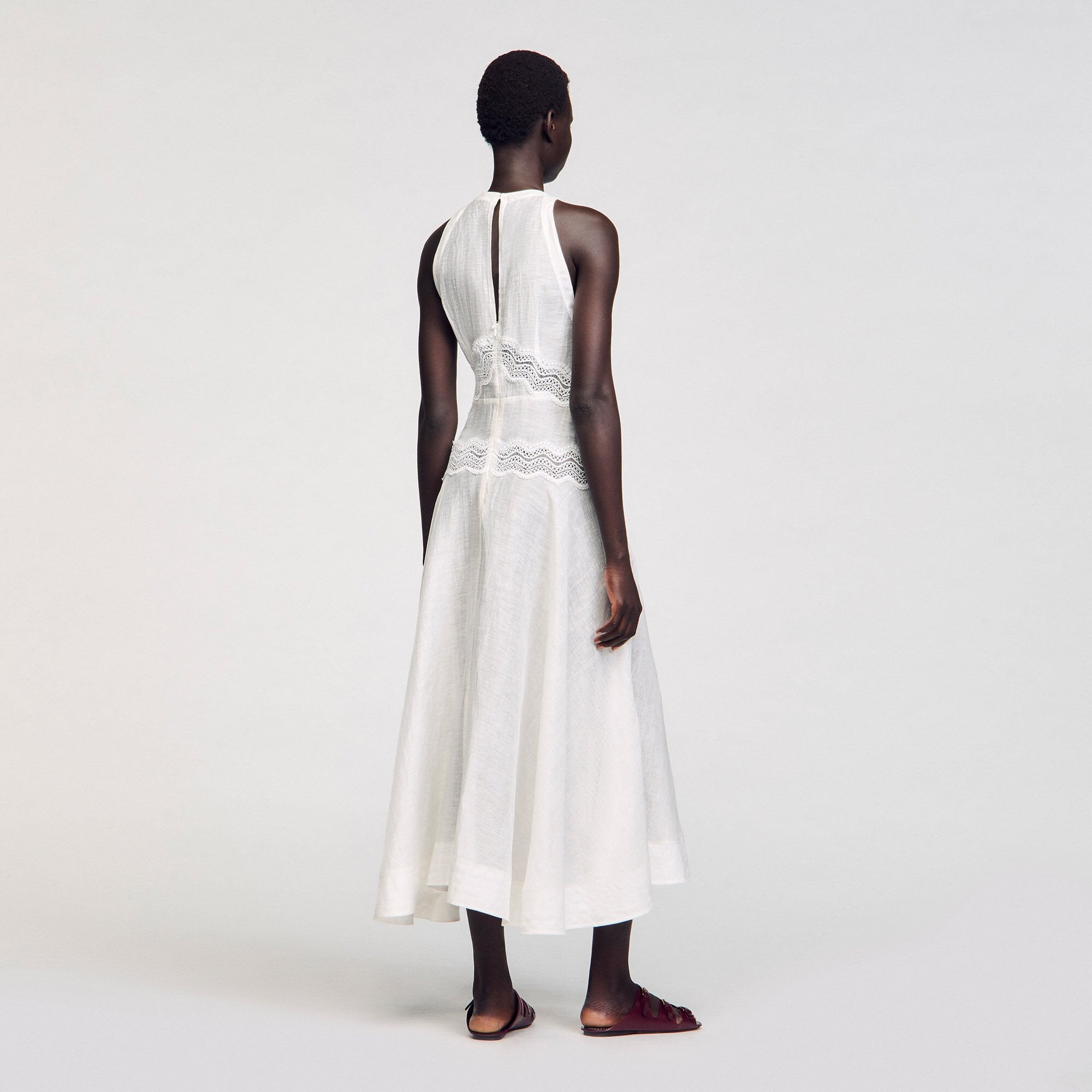 Lace trim maxi dress White Sandro Women
