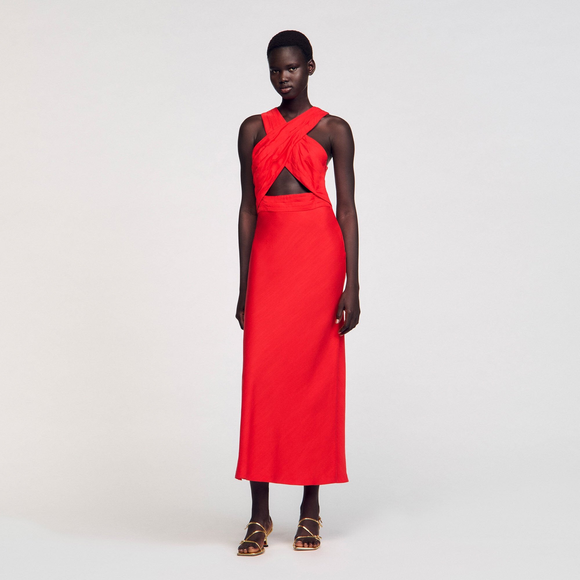 Maxi wraparound dress Red Sandro Women