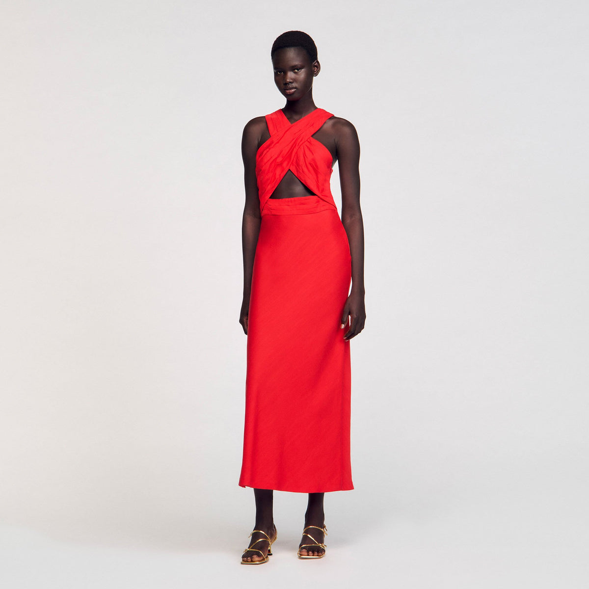 Maxi wraparound dress Red Sandro Women