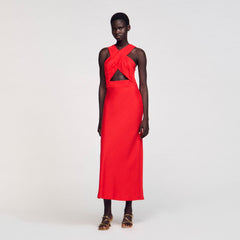 Maxi wraparound dress Red Sandro Women