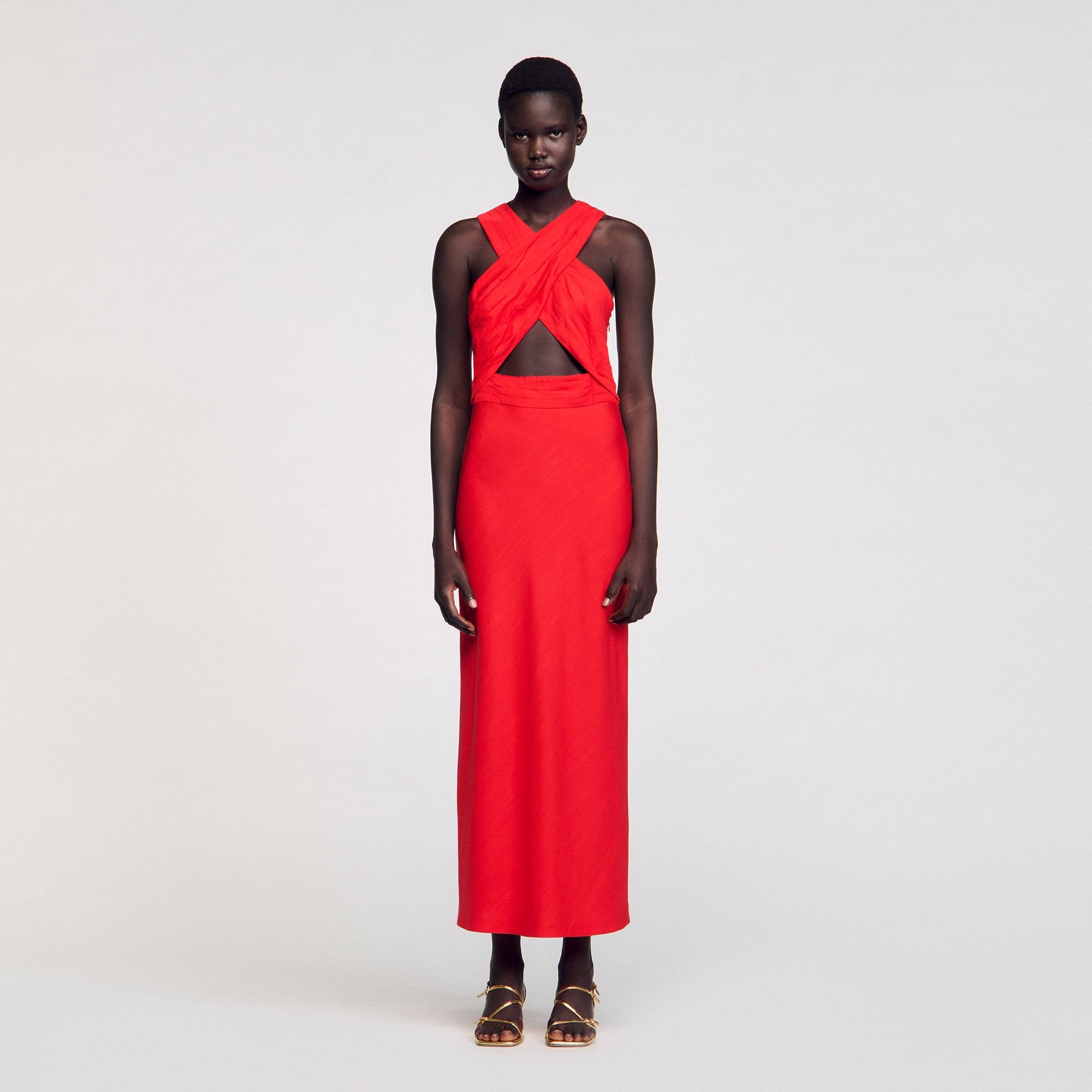 Maxi wraparound dress Red Sandro Women