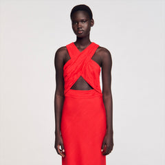 Maxi wraparound dress Red Sandro Women