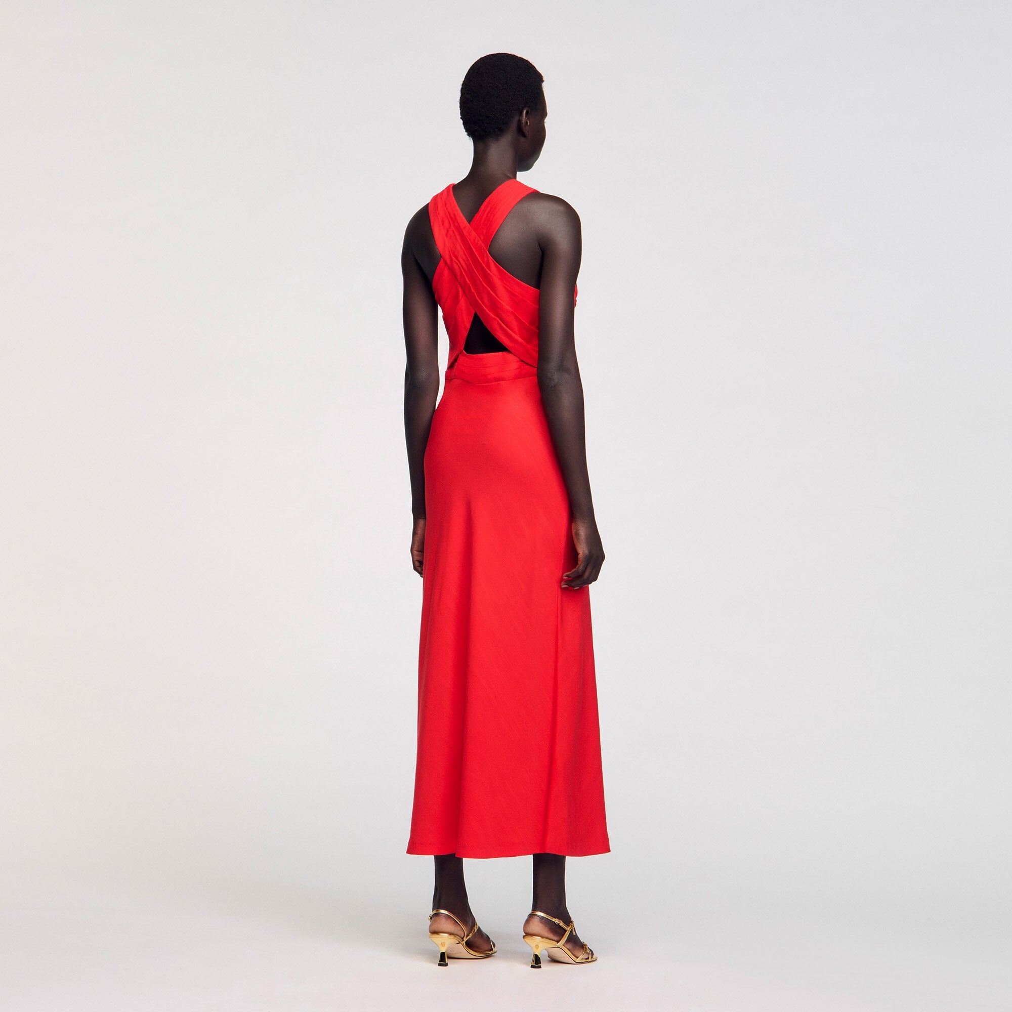 Maxi wraparound dress Red Sandro Women