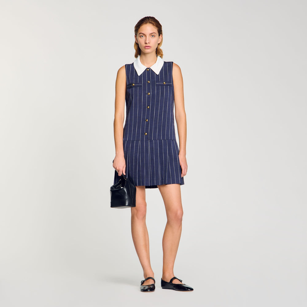 Mini striped dress Navy / Ecru Sandro Women