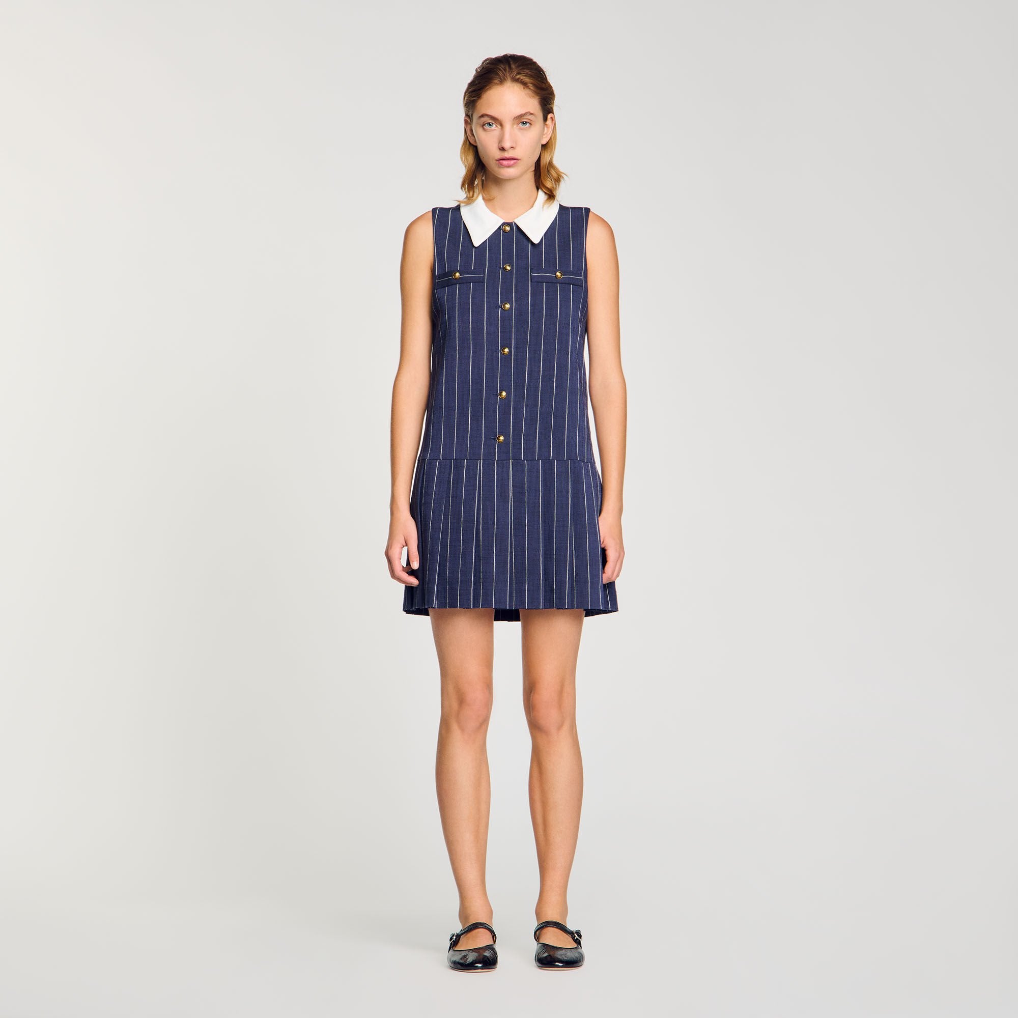 Mini striped dress Navy / Ecru Sandro Women