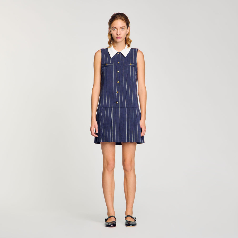 Mini striped dress Navy / Ecru Sandro Women