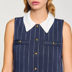Mini striped dress Navy / Ecru Sandro Women