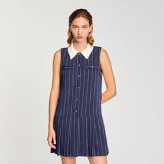 Mini striped dress Navy / Ecru Sandro Women