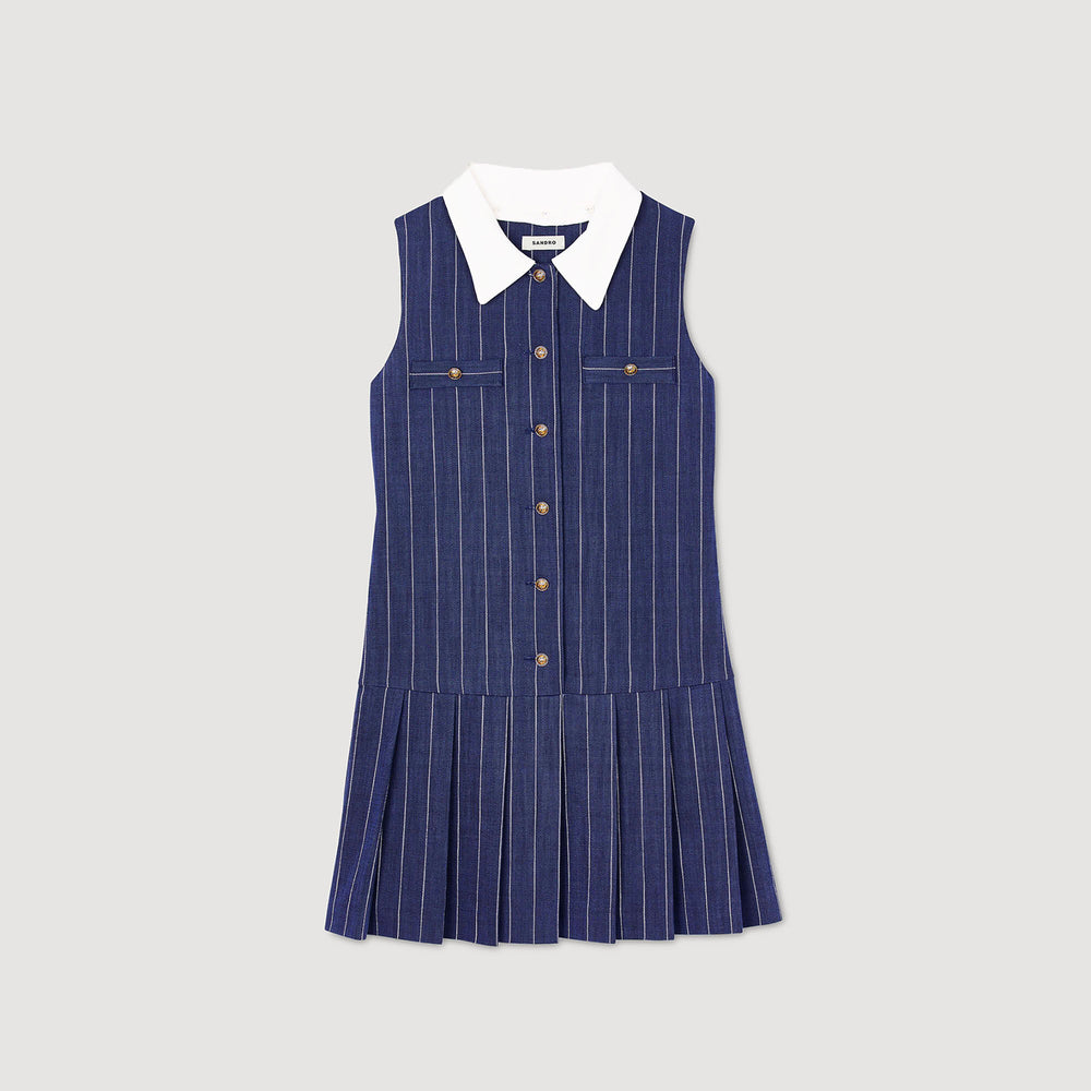 Mini striped dress Navy / Ecru Sandro Women