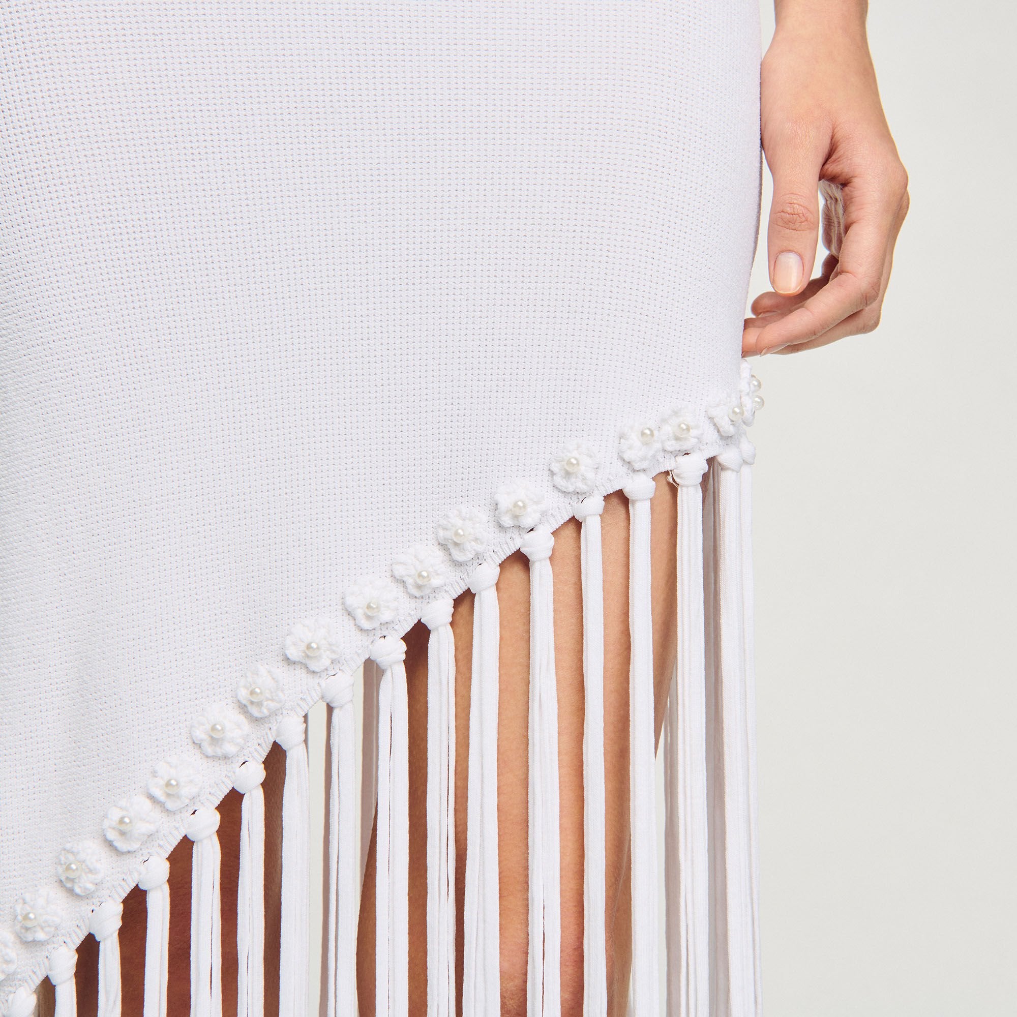 Fringed crochet dress White Sandro Women