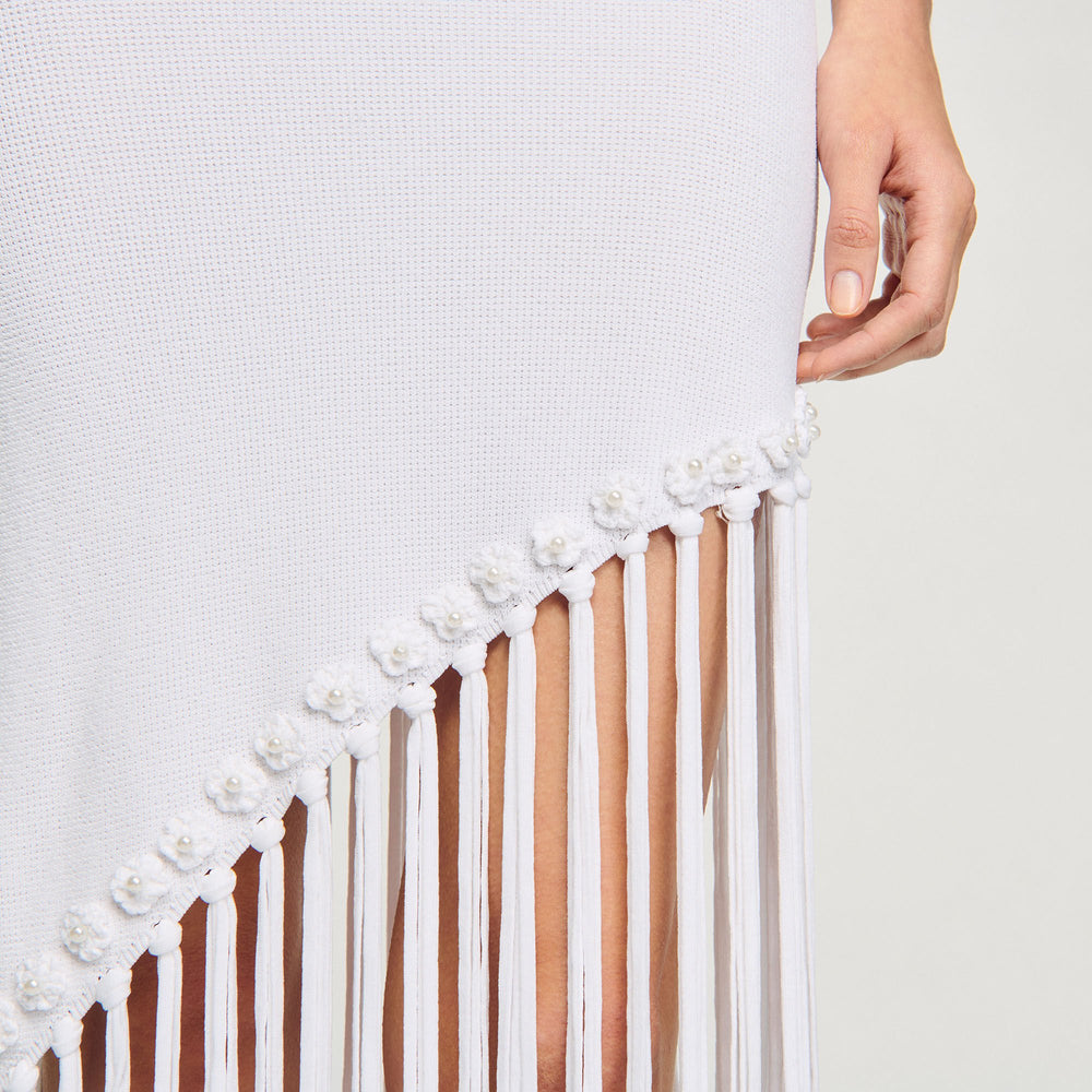 Fringed crochet dress White Sandro Women