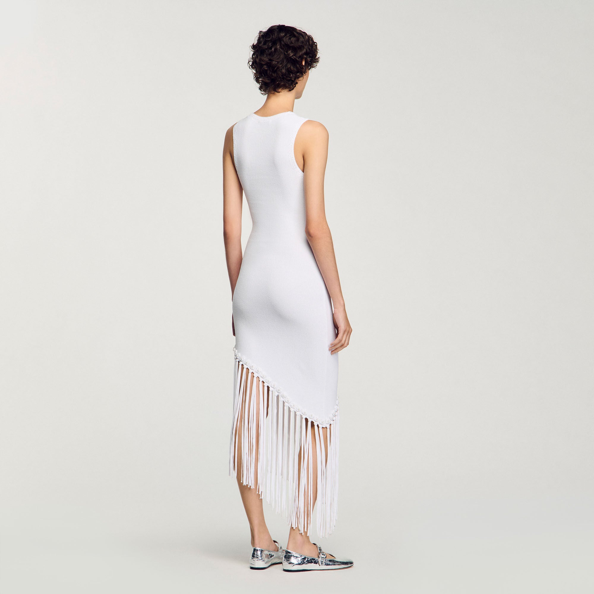 Fringed crochet dress White Sandro Women