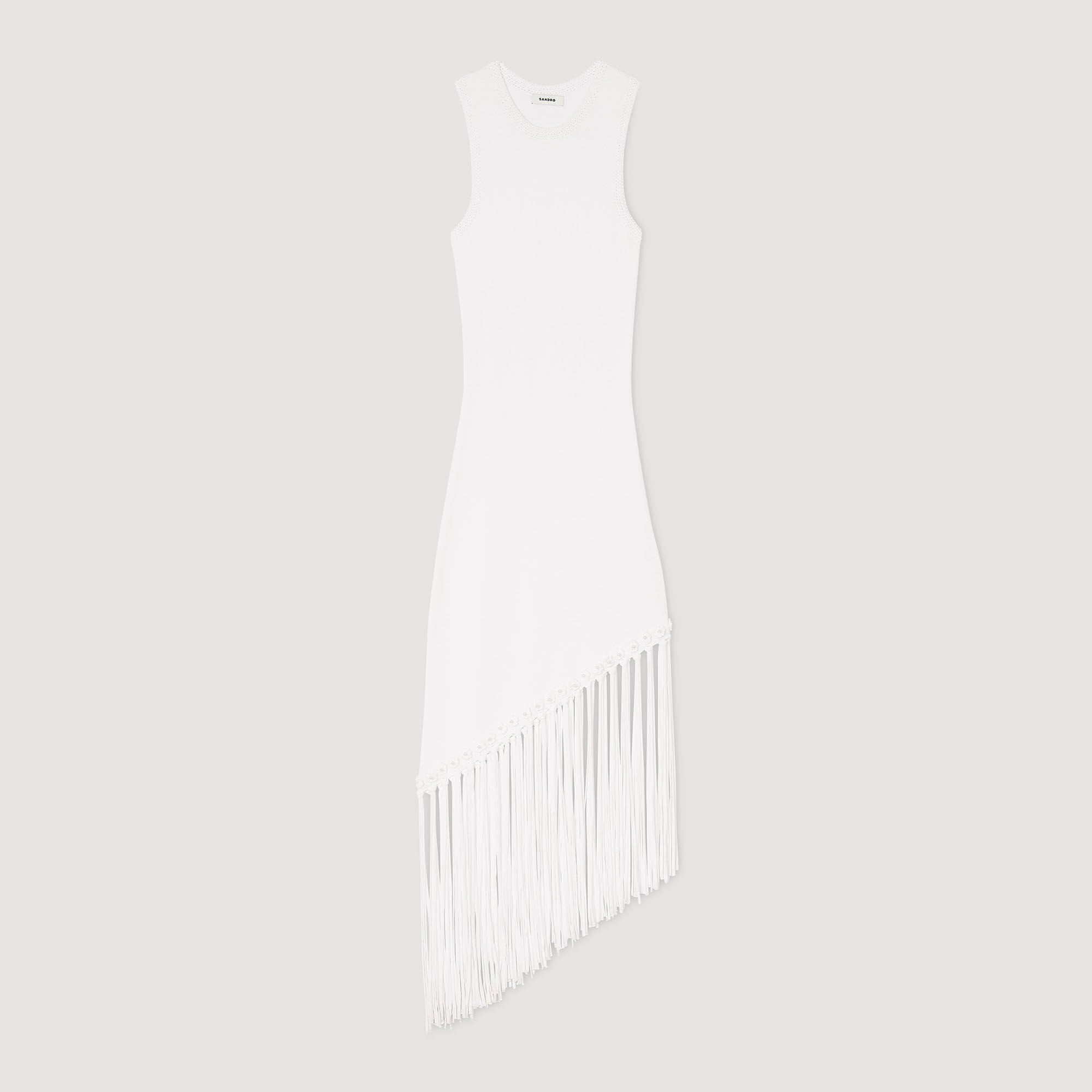 Fringed crochet dress White Sandro Women