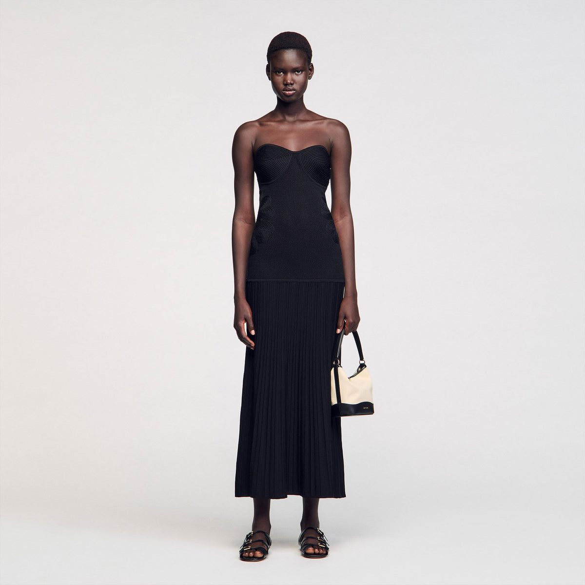 Bustier knit dress Black Sandro Women