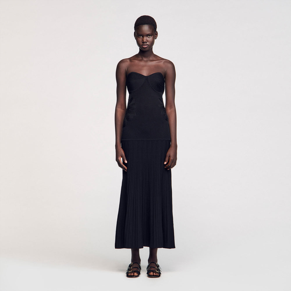 Bustier knit dress Black Sandro Women