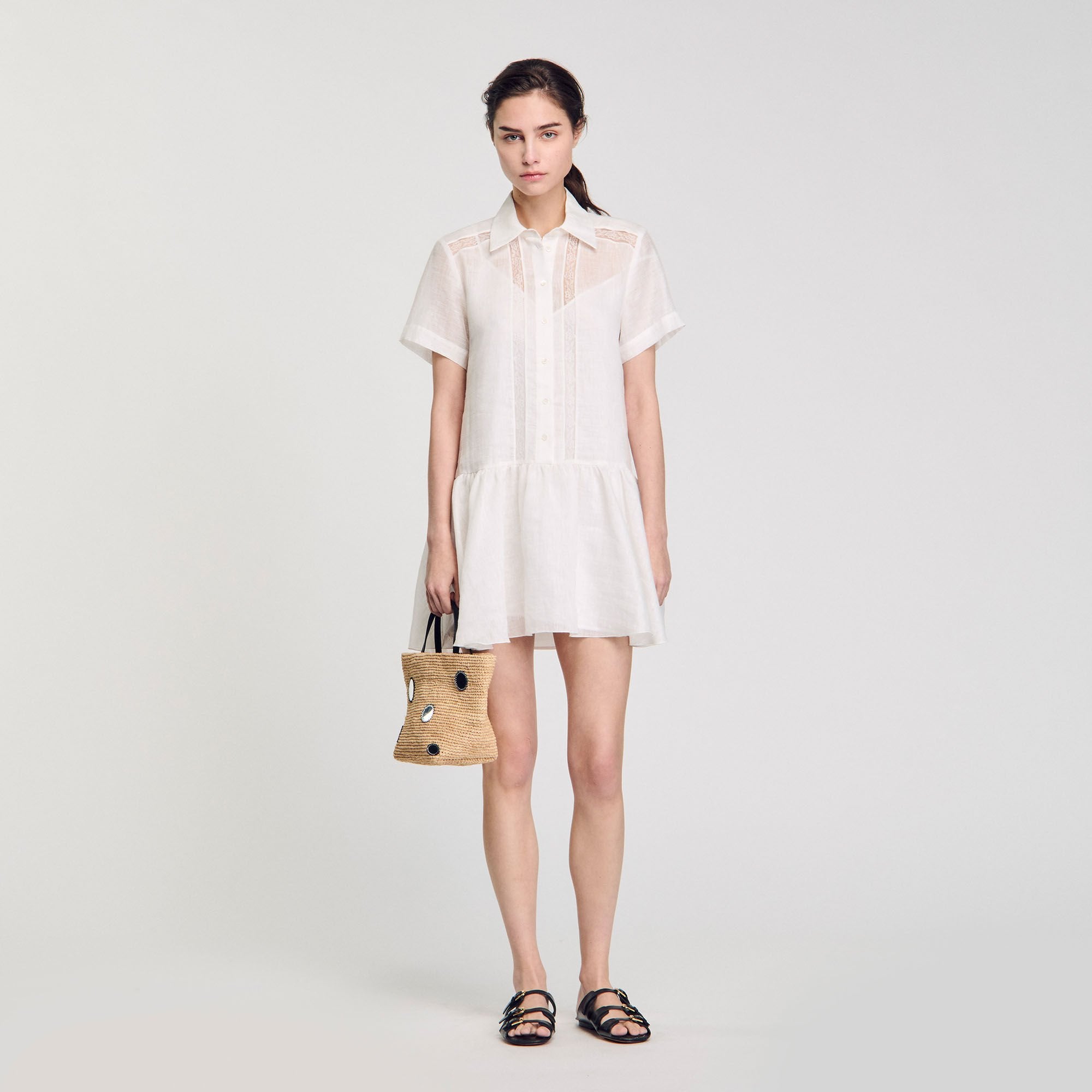 Mini dress with lace details White Sandro Women