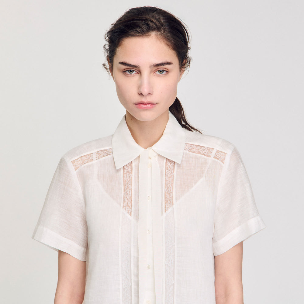 Mini dress with lace details White Sandro Women