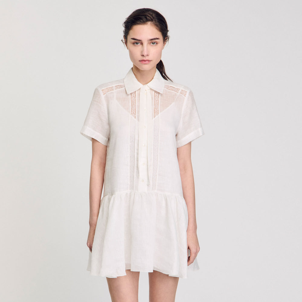 Mini dress with lace details White Sandro Women