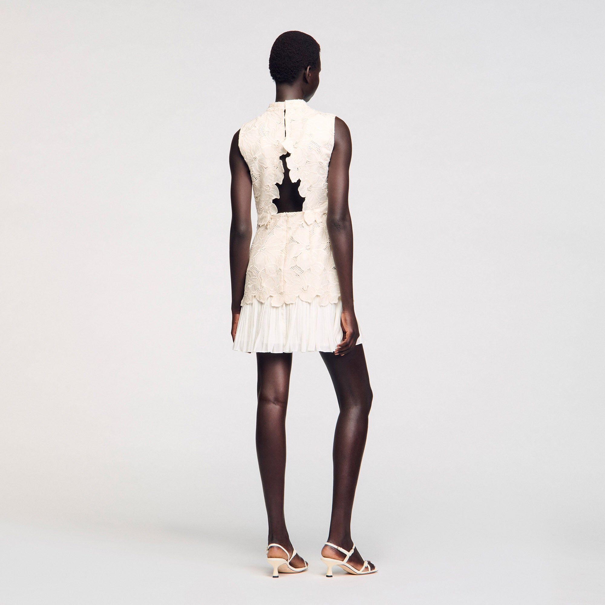 Mini guipure dress Ecru Sandro Women