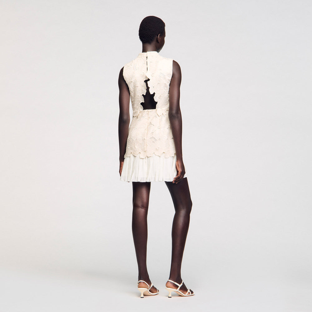 Mini guipure dress Ecru Sandro Women