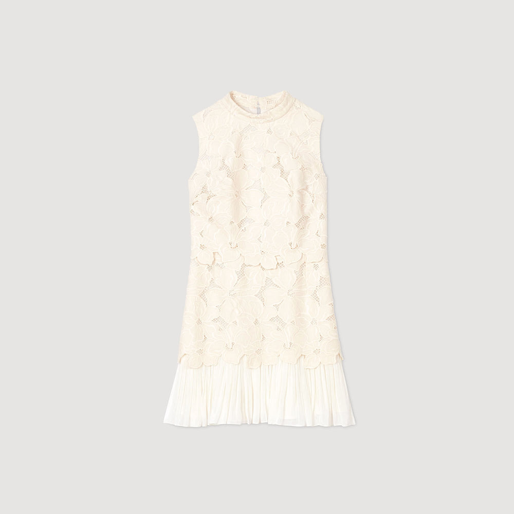 Mini guipure dress Ecru Sandro Women