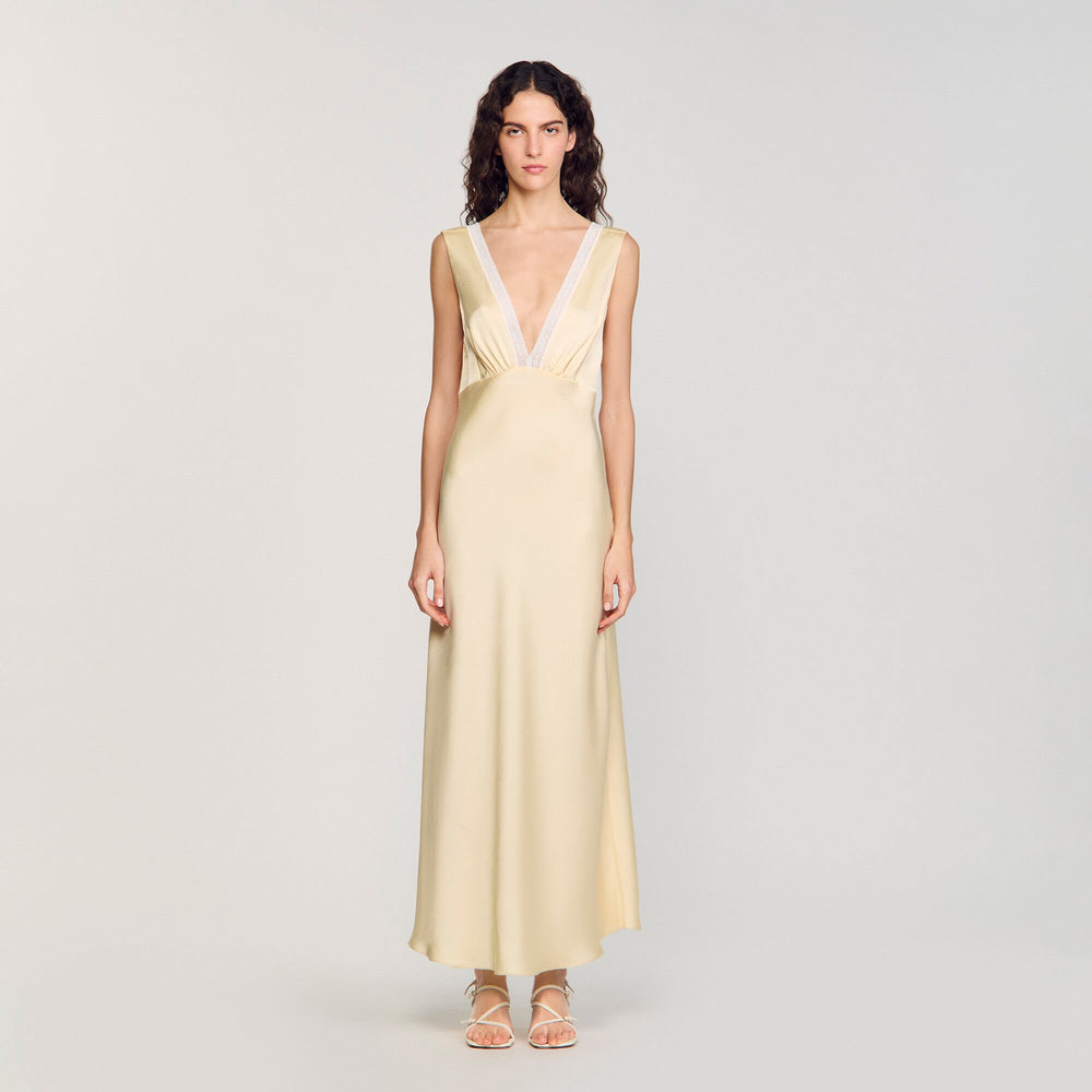 Satin-effect maxi dress Yellow Sandro Women