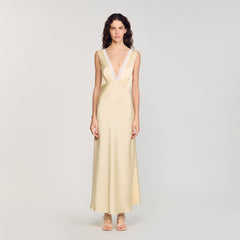 Satin-effect maxi dress Yellow Sandro Women