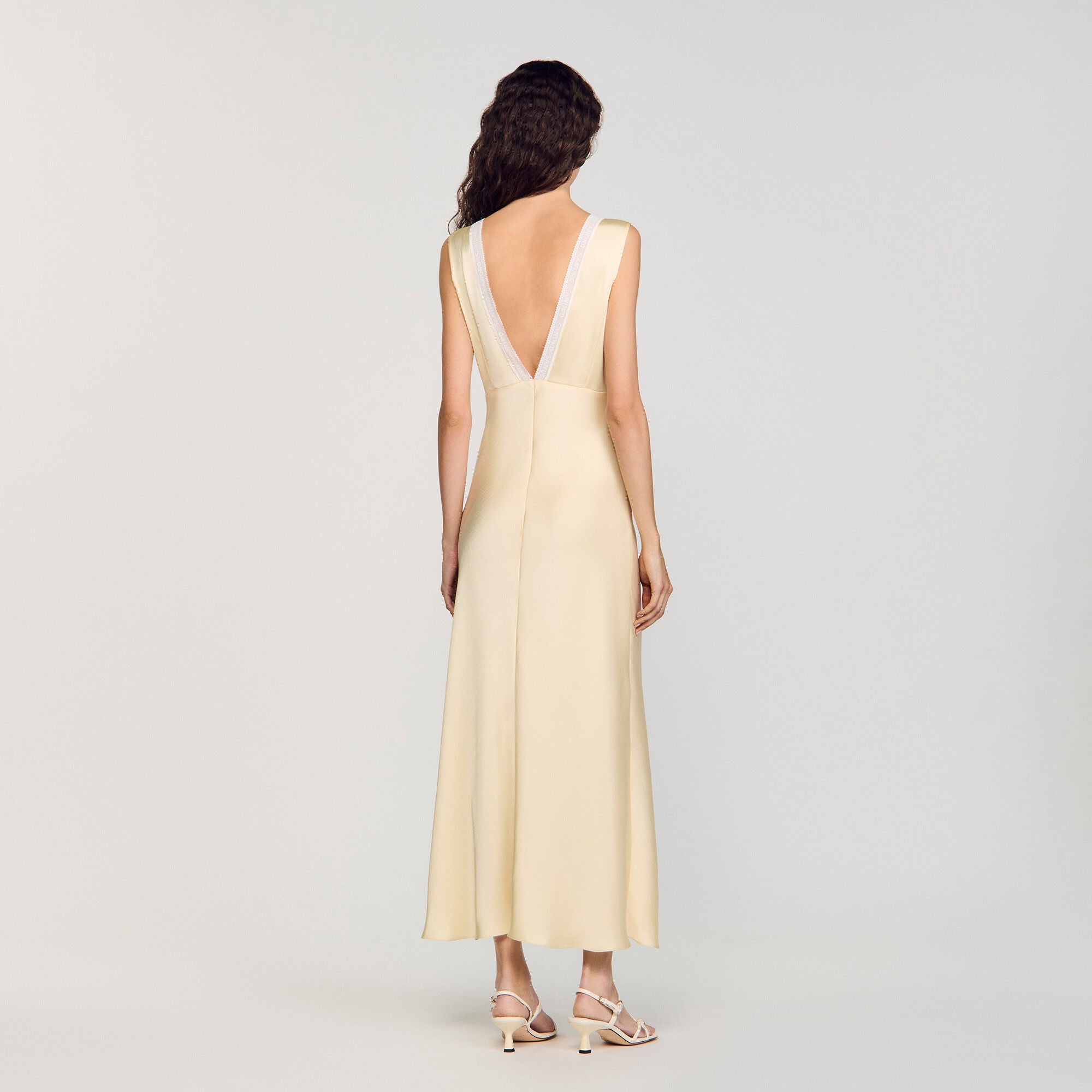 Satin-effect maxi dress Yellow Sandro Women