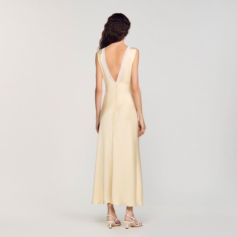 Satin-effect maxi dress Yellow Sandro Women