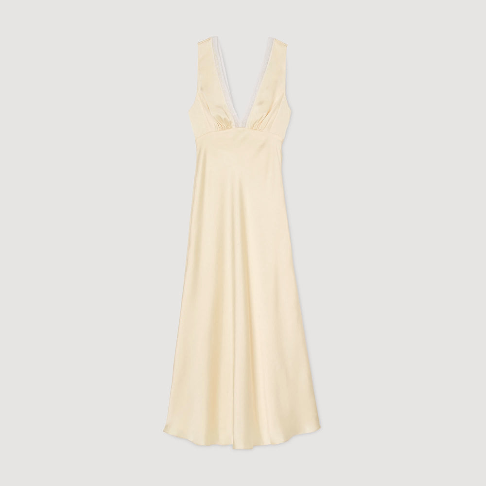 Satin-effect maxi dress Yellow Sandro Women