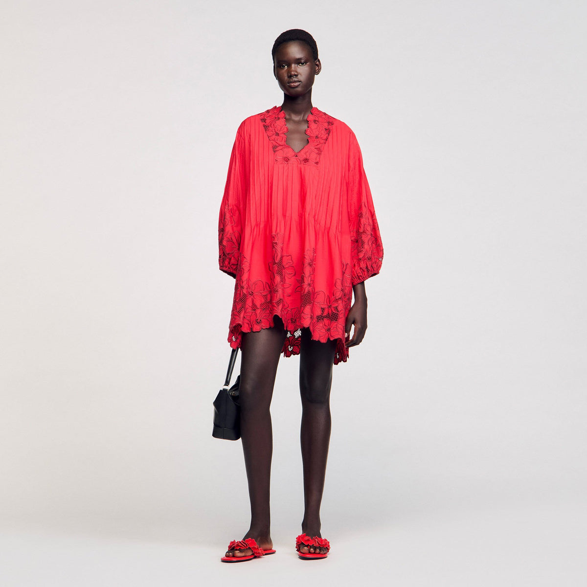 Mini dress with floral details Red Sandro Women