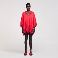 Mini dress with floral details Red Sandro Women