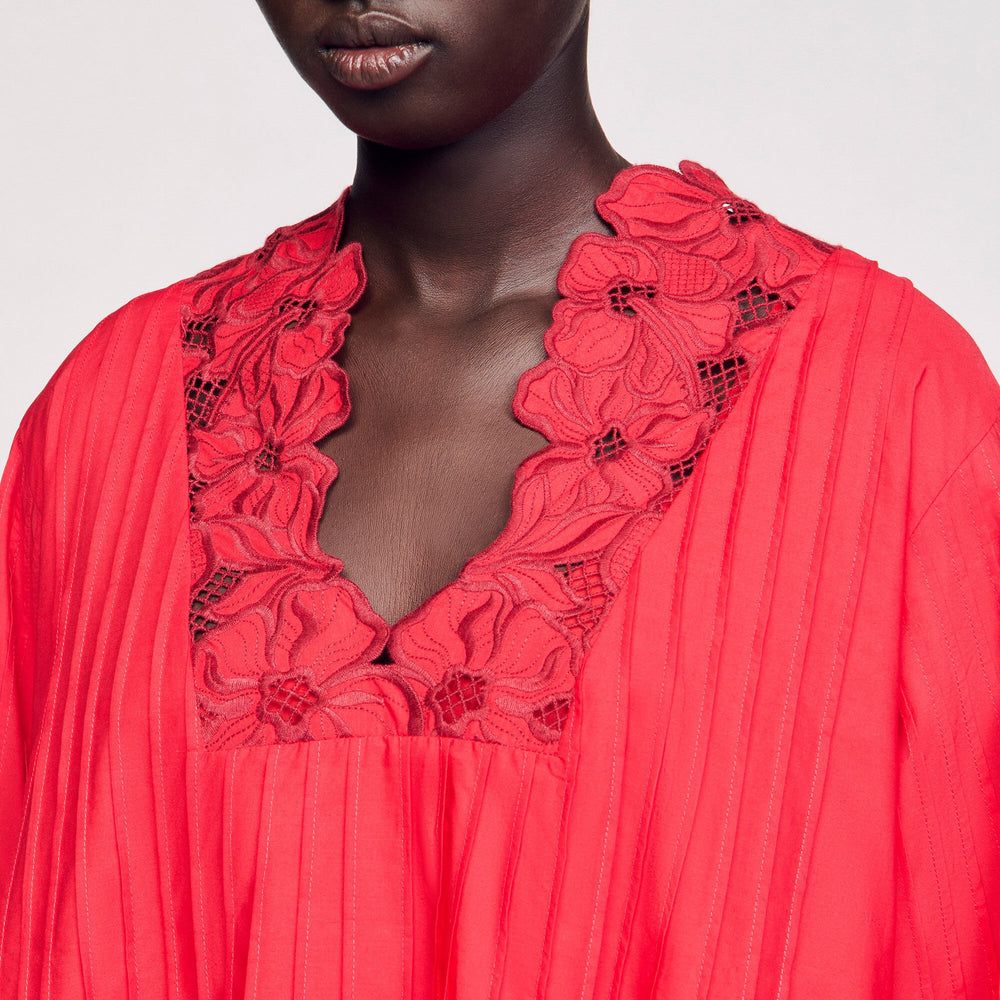 Mini dress with floral details Red Sandro Women