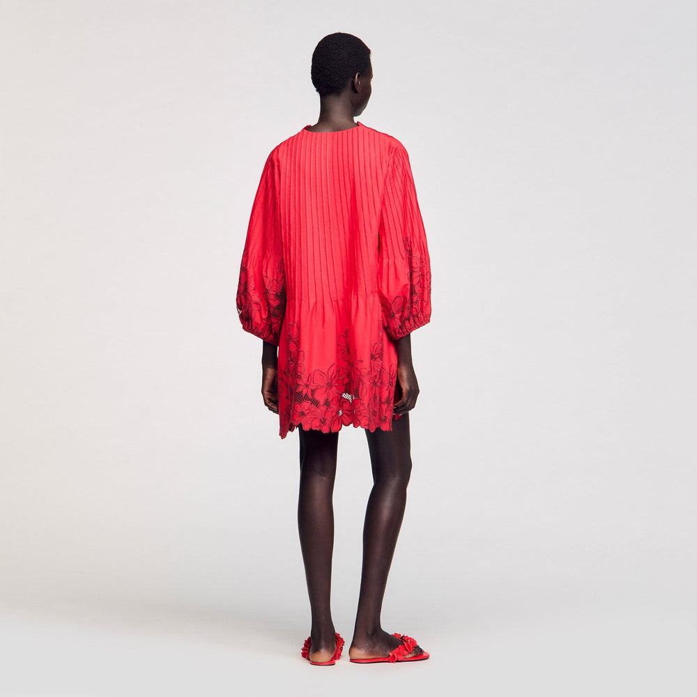 Mini dress with floral details Red Sandro Women