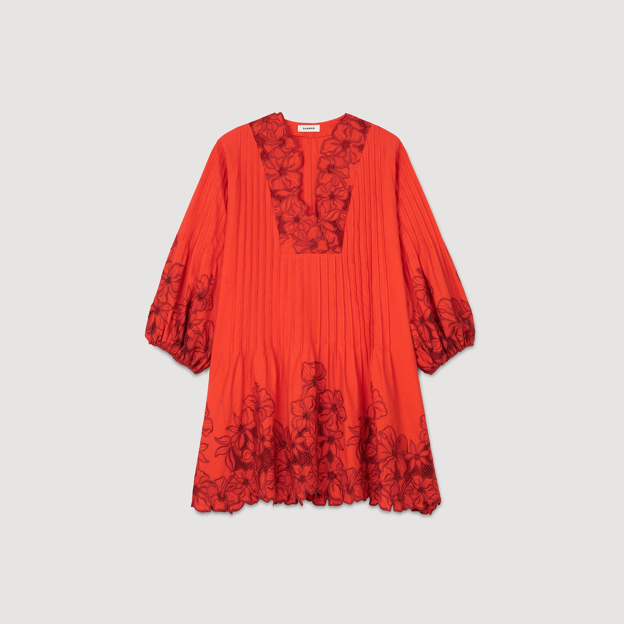 Mini dress with floral details Red Sandro Women