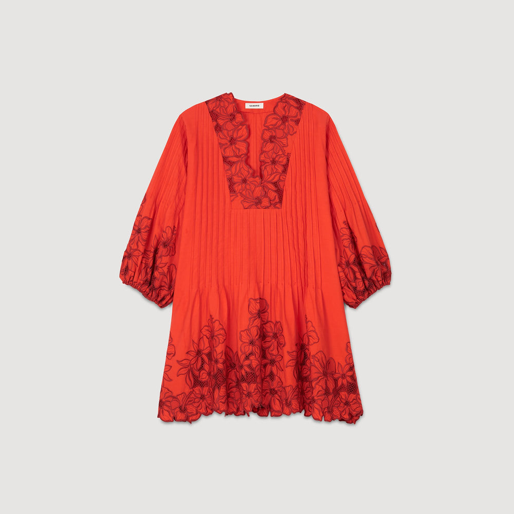 Mini dress with floral details Red Sandro Women