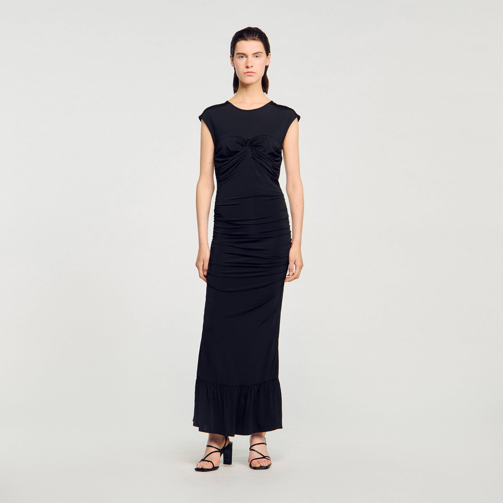 Draped maxi dress Black Sandro Women