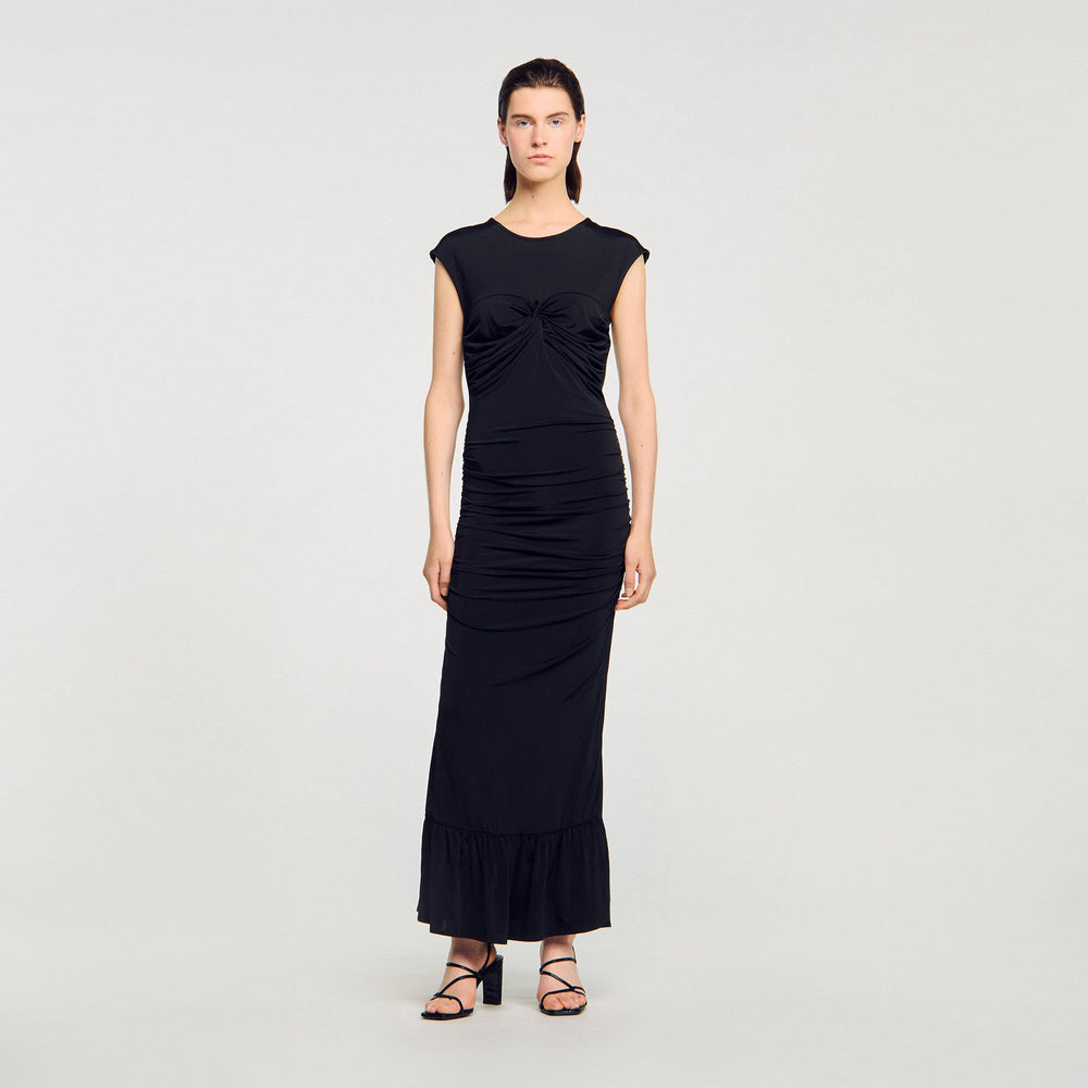Draped maxi dress Black Sandro Women