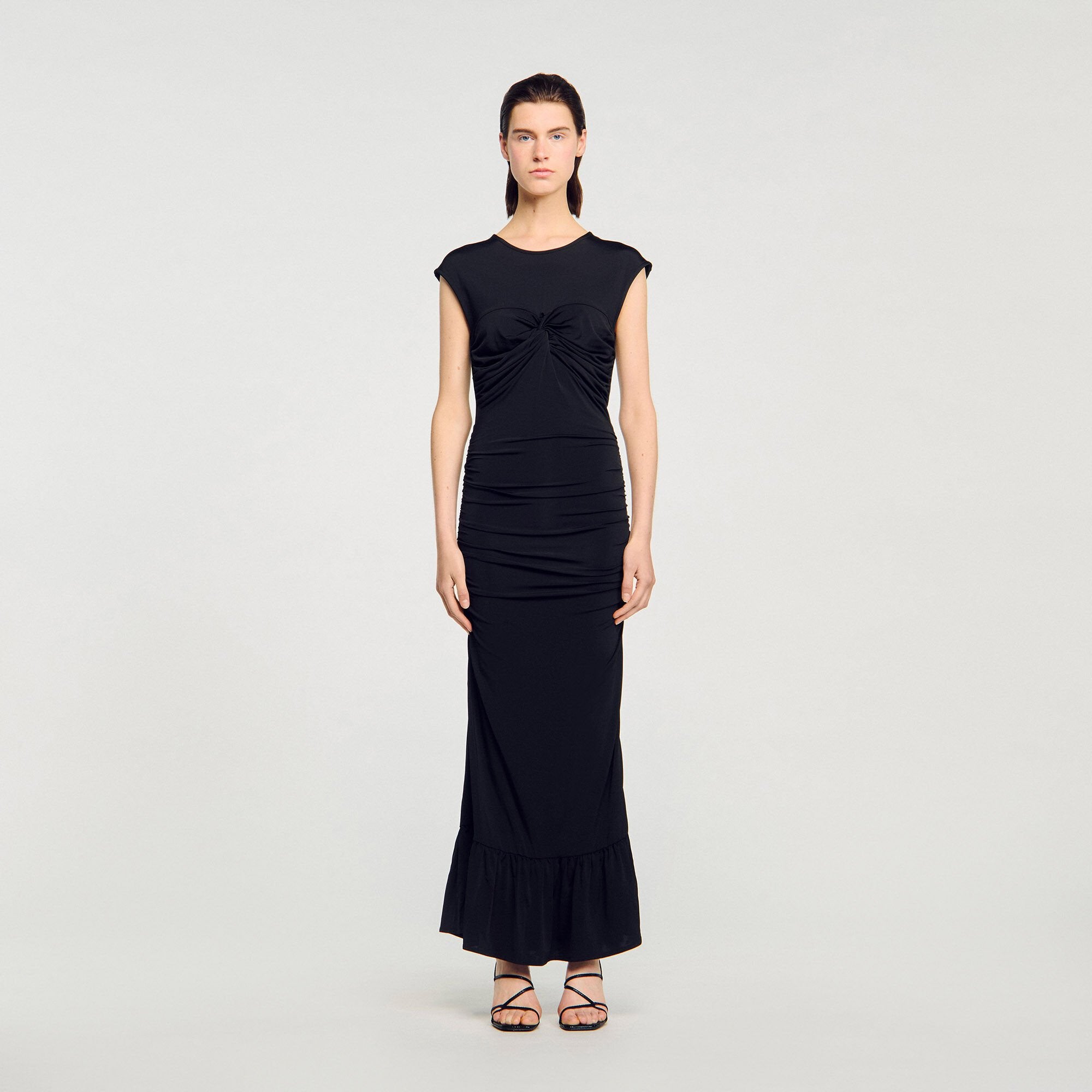 Draped maxi dress Black Sandro Women