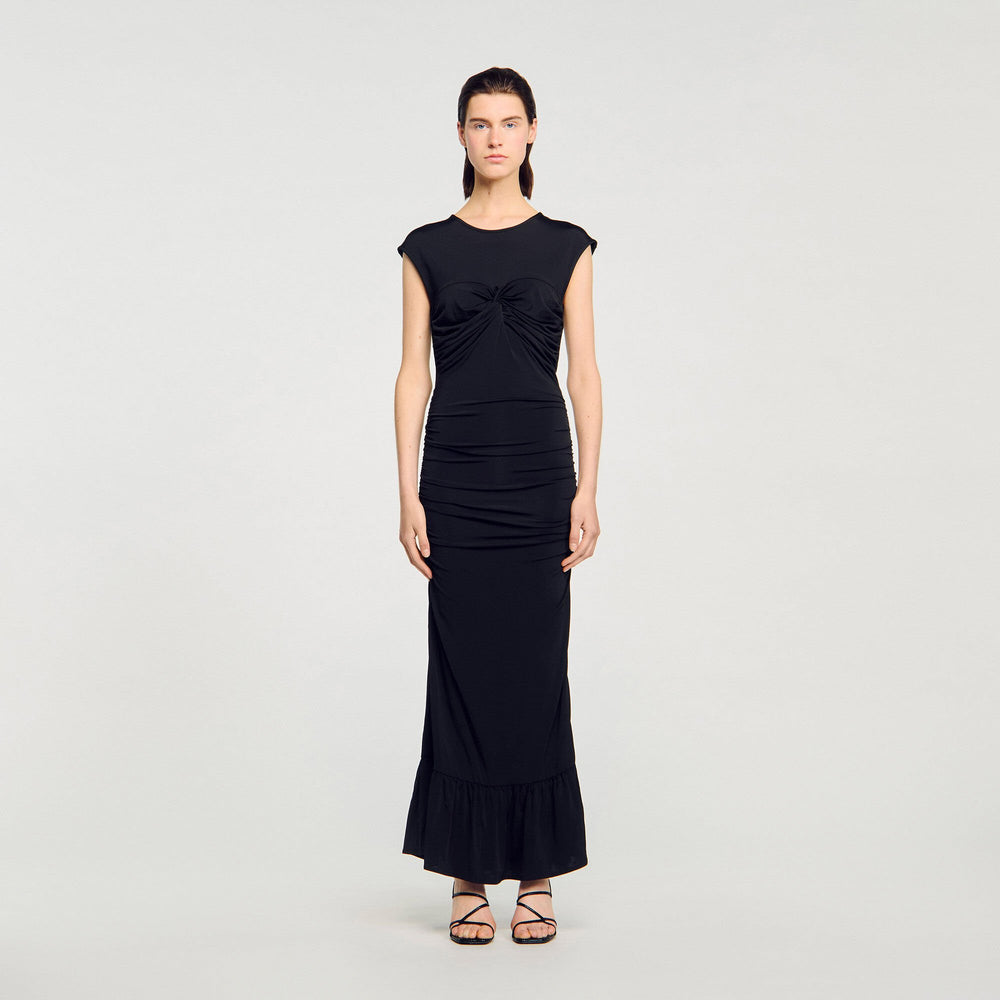 Draped maxi dress Black Sandro Women