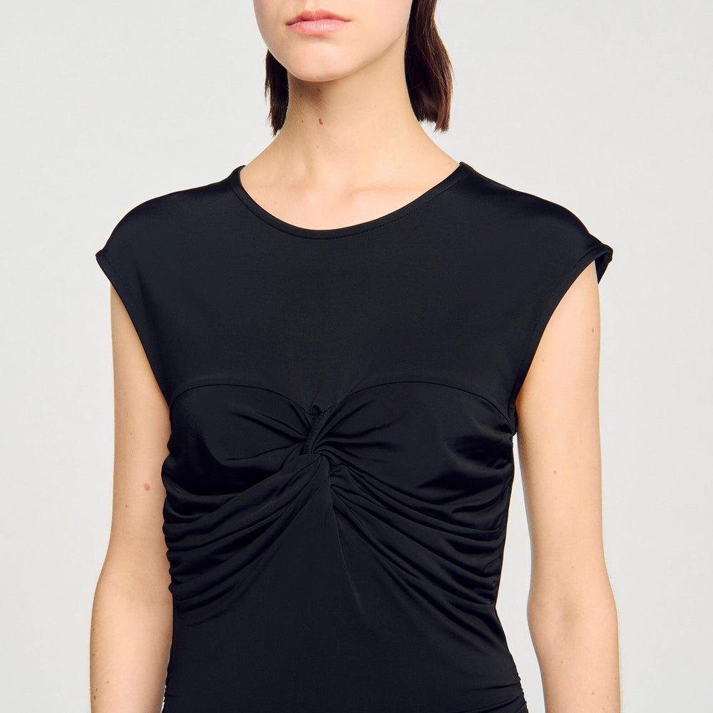 Draped maxi dress Black Sandro Women