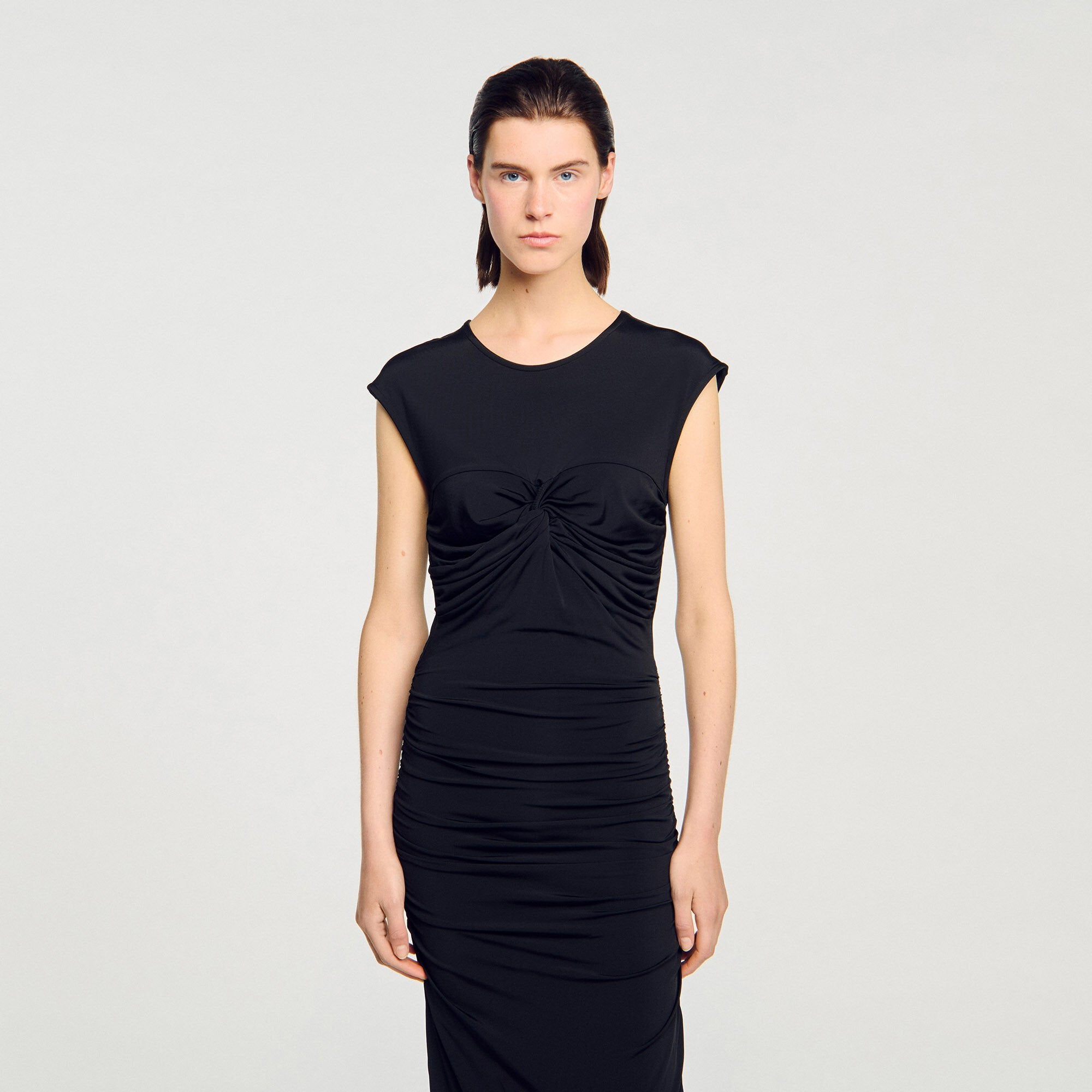 Draped maxi dress Black Sandro Women