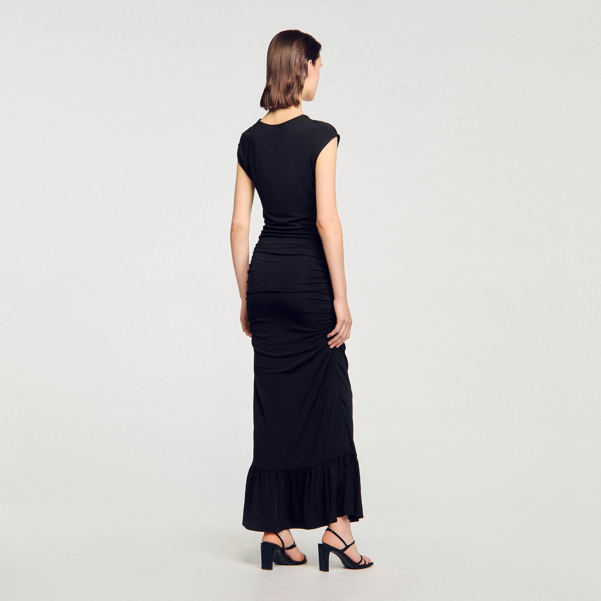 Draped maxi dress Black Sandro Women
