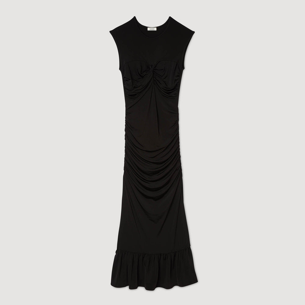 Draped maxi dress Black Sandro Women