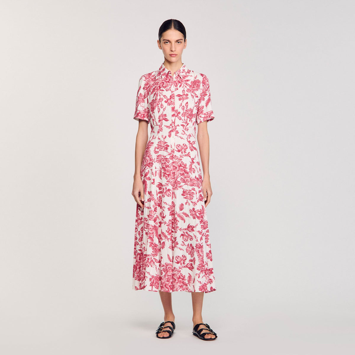 Floral patterned maxi dress White / Red Sandro Women