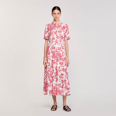 Floral patterned maxi dress White / Red Sandro Women