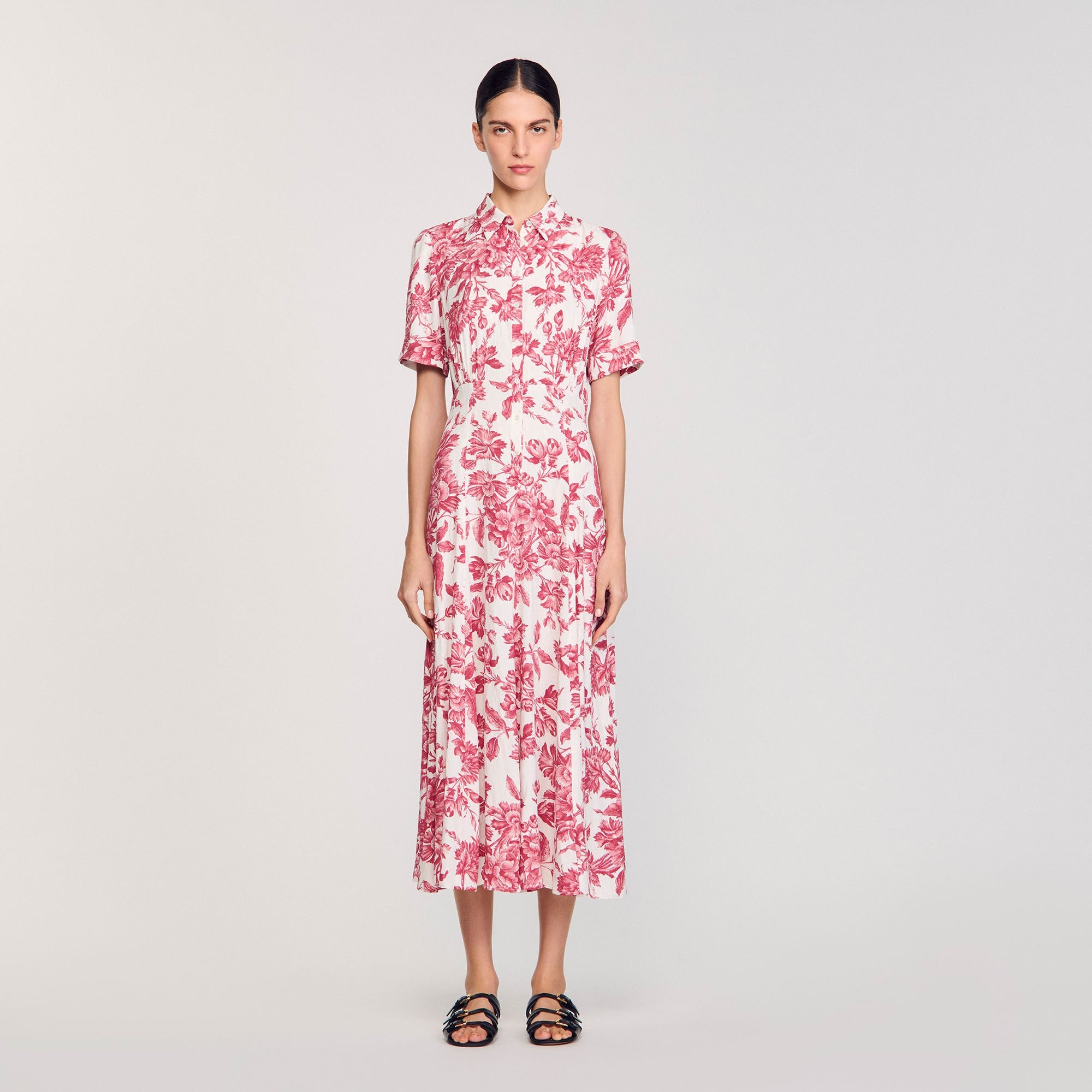 Floral patterned maxi dress White / Red Sandro Women